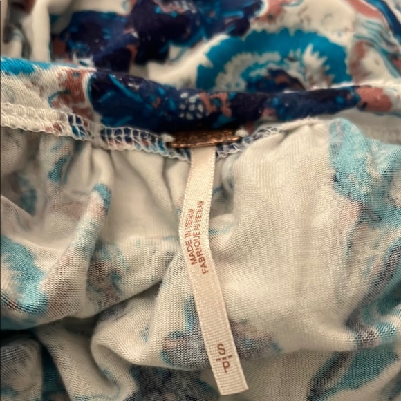 Free People Baja Babe Floral Blue and White Women's Tee - Picture 3 of 3